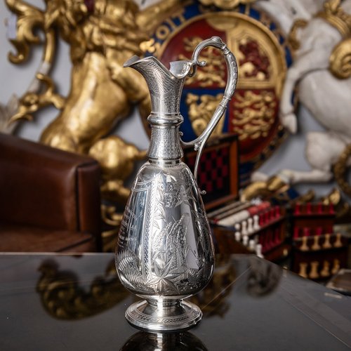 19th Century Victorian Style Silver Wine Jug, 1879 for sale at Pamono