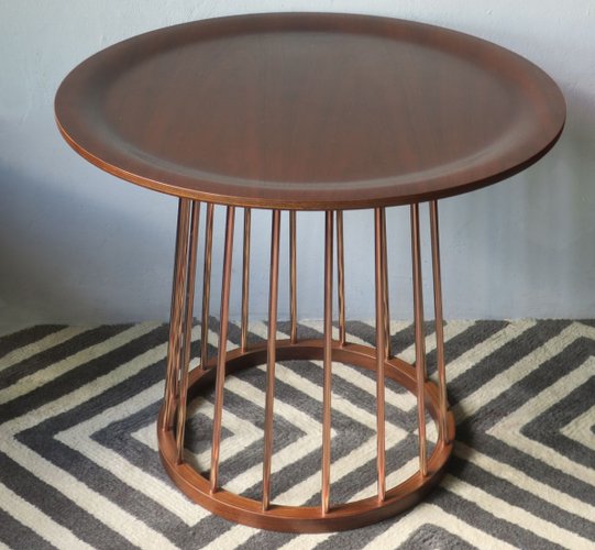 Round Vintage Teak Copper Coffee Table For At Pamono Round Vintage Teak Copper Coffee, Round Spindle Table