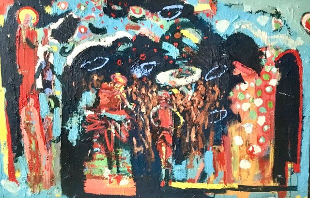 Rajasthan Brass Band Contemporary Abstract Expressionist Oil Painting 2020 For Sale At Pamono