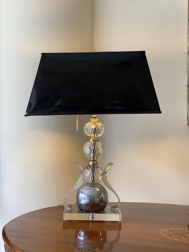 American Art Deco Crystal Acrylic Glass Table Lamp Late 1930s For At Pamono Acrylic Glass Table Lamp, What Are Art Deco Lamps Made Of