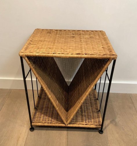 Rattan and metal side cheap table