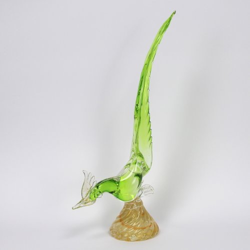 Sculpture Oiseau En Verre Et Cuivre – Statue Décorative Transparente
