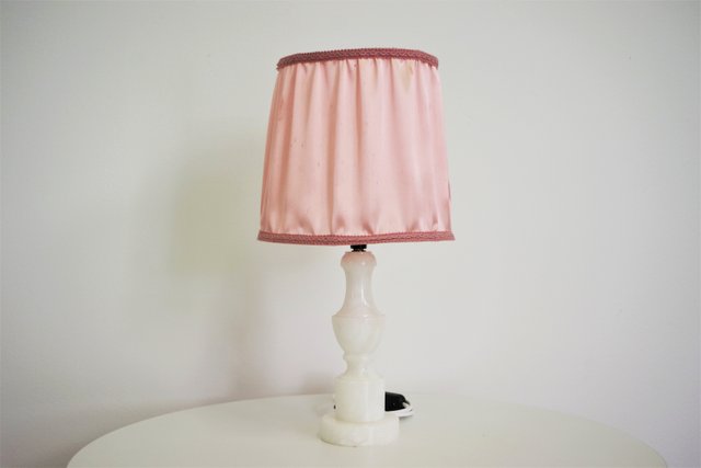 White Marble Table Lamp With Pink, Pink Large Lamp Shades For Table Lamps