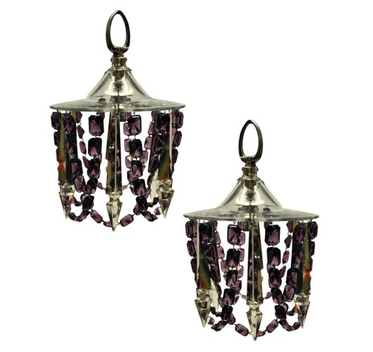 Small Cut Glass Ceiling Lights With Amethyst Set Of 2 For At Pamono - Pair Of Edwardian Ceiling Lights