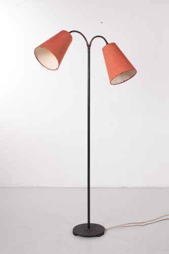 Scandinavian Standing Floor Lamp 1960s, Burnt Orange Floor Lamp
