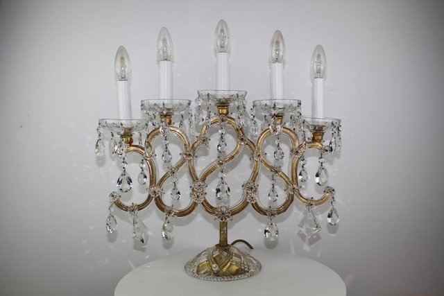 Lead Crystal Table Lamp 1960s For, Victorian Cut Crystal Table Lamp
