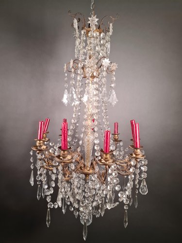 Candle Chandelier Italy 1880s For At Pamono Candle Chandelier Italy 1880s For, Mini Crystal Candle Chandelier