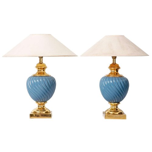Blue And Gold Ceramic Table Lamps 1970s Set Of 2 For At Pamono Gold Ceramic Table Lamps 1970s, Table Lamps Gold And Blue