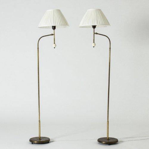 Swedish Mid Century Floor Lamps Set Of, Camel Color Table Lamps