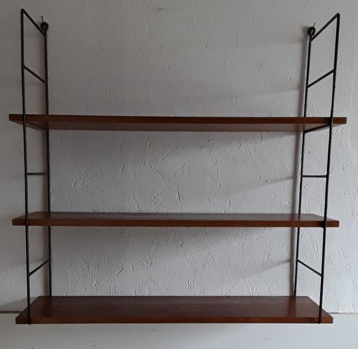 String Shelf With Black Wire Frame, Wire Frame Shelving