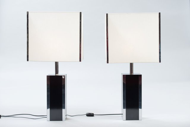 French Formica and Chrome Table Lamps, Set of 2 for sale at Pamono