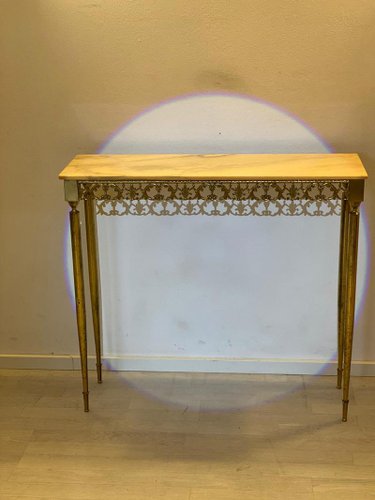 Antique Style Console Table With Marble, Vintage Style Console Table
