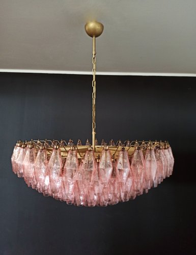 185 Pink Poliedri Murano Glass Chandelier For At Pamono - Pink And Gold Glass Ceiling Light 185 Pink Poliedri Murano Glass Chandelier For At Pamono - Pink And Gold Glass Ceiling Light