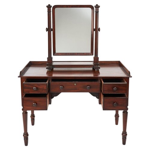 19th Century Mahogany Dressing Table, Mahogany Vanity Set