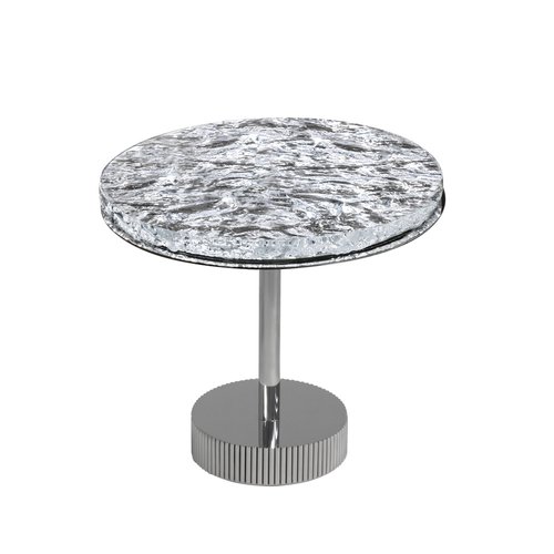 Miller Side Table With Artistic Glass, Glass Top Side Table With Metal Base