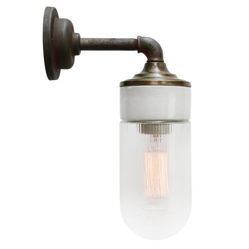 Applique Da Parete Vintage In Vetro E Metallo – Luce Da Esterno Stile Industriale – Bronzo