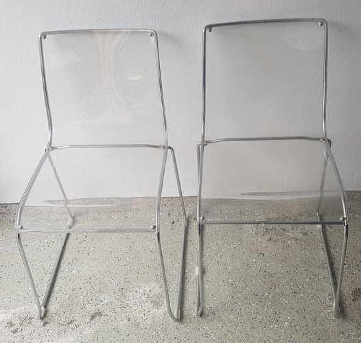 Italian Acrylic Glass Chairs from Calligaris Set of 2 for sale at