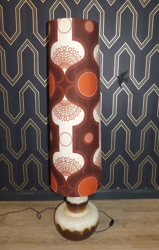Floor Lamp with Ceramic Base and Space Age Shade, 1970s for sale
