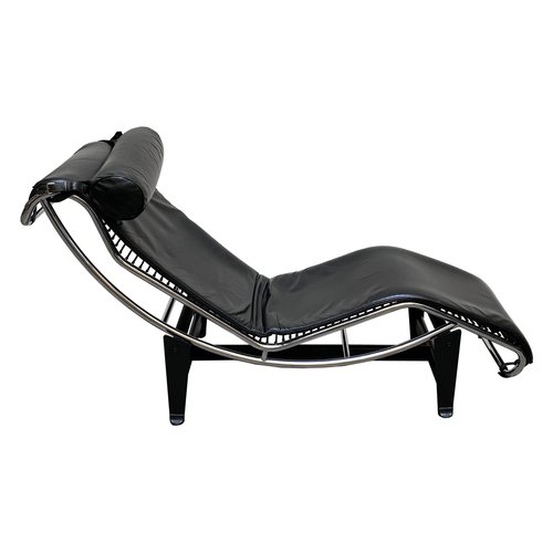 Black Lc4 Chaise Lounge From Le, Black Leather Modern Chaise Lounge