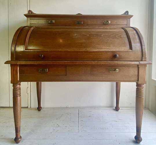 Loring wood writing desk 2024 with drawers vintage oak