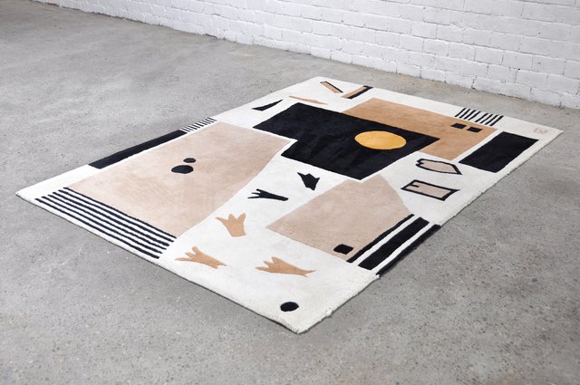Vintage Handwoven Rug with Abstract Design, 1980s for sale at Pamono