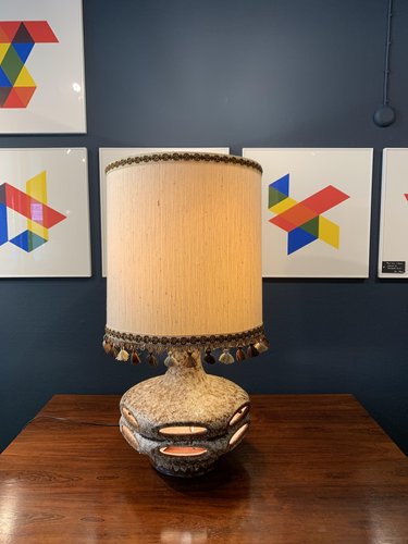 Mid-Century West German Stoneware Large Brutalist Lamp in the