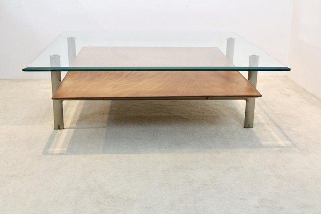 Tier Glass And Leather Coffee Table, Leather Coffee Tables