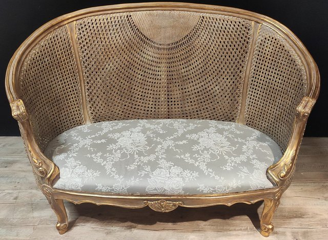 small 2 seater cane sofa