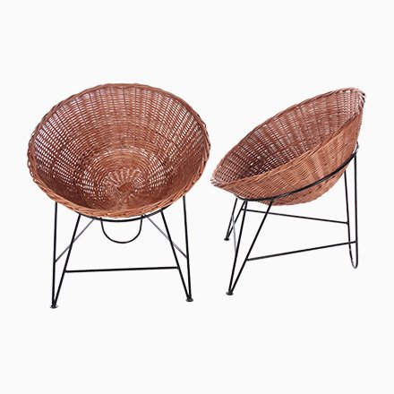 Wicker Chairs By Mathieu Matégot 1950s, Vintage Wicker Outdoor Furniture