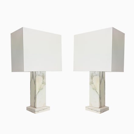 Regency Carrara Marble Table Lamp Italy 1970 Set Of 2 For At Pamono Regency Carrara Marble Table Lamp, Square Marble Base Table Lamp