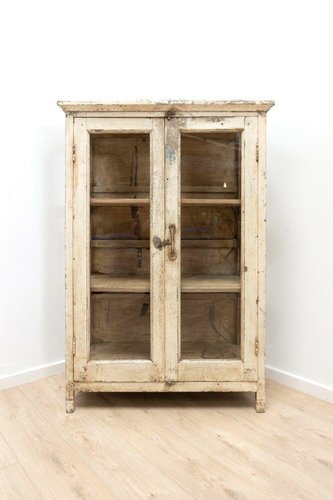 19th Century French Distressed Oak, Distressed China Cabinet