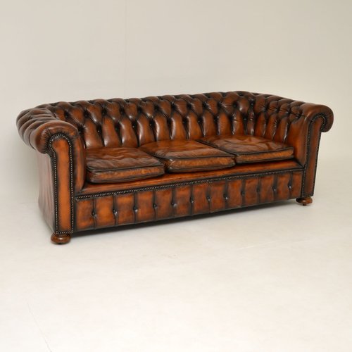 Victorian Style Deep Oned Leather Chesterfield Sofa 1950s For At Pamono Victorian Style Deep Oned Leather, Brown Leather Victorian Sofa