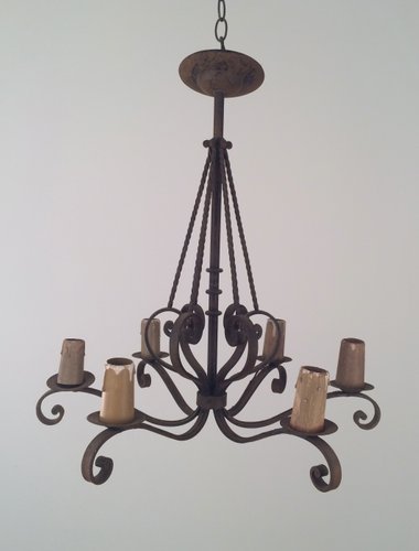 Six Candle Lamp Wrought Iron Chandelier 1920s For At Pamono
