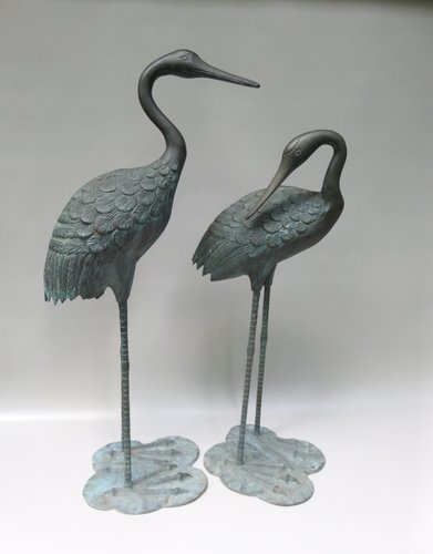 Bronze & Green Patinated Crane Sculptures, 1970s, Set of 2 for sale at ...