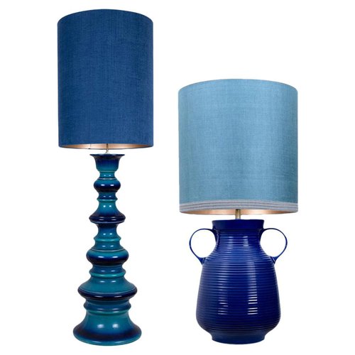 Large Table Lamps With New Silk Custom, Blue Floor Lamp Shade