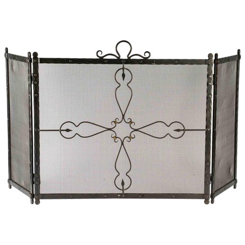Wrought Iron Fire Screen, Early 20th Century for sale at Pamono