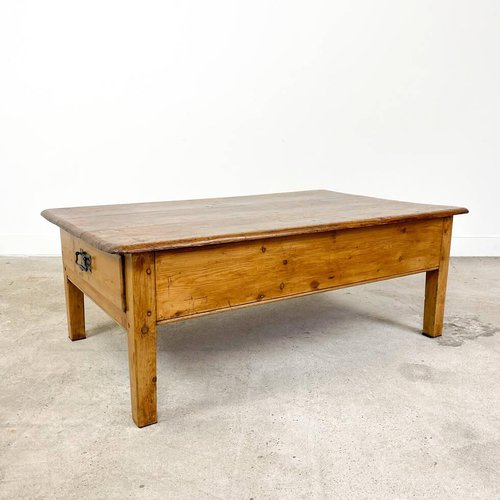 Antique Pine Coffee Table With Drawer For At Pamono Antique Pine Coffee Table With Drawer, Antique Wood Coffee Table With Drawers