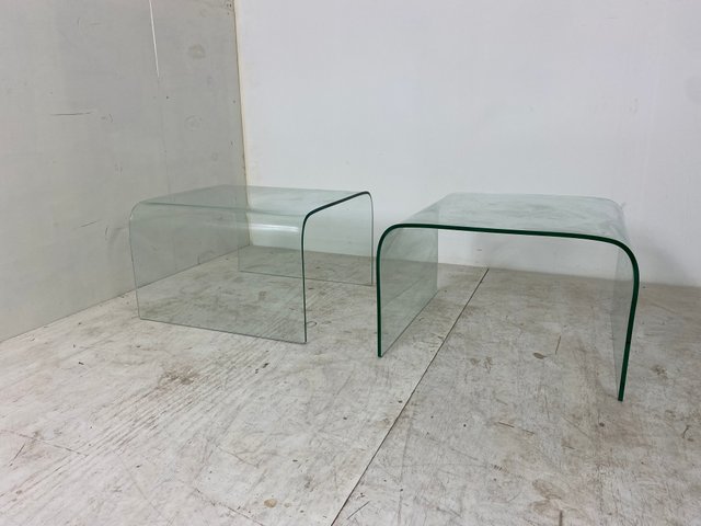 Glass waterfall side table deals