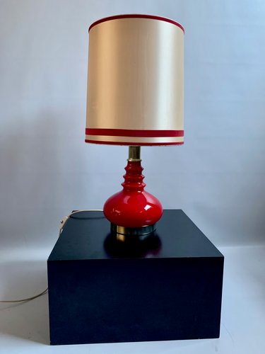 Large Table Lamp From Peill Putzler, Glass Ball Table Lamp With Velvet Look Shade Silver