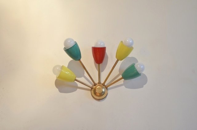 Französische Mid Century Sputnik Wandleuchte aus Glas bei Pamono kaufen
