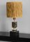 Table Lamp in Brass, Black Marble & Raffia, 1970s 1