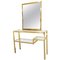 Brass Console Table with Mirror, 1970s 1