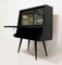 Black Lacquered Wood Bar Table with Shelf and Spotlight, 1970s 2