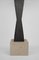 Hourglass Ridge Lamp with Geometric Oak Base & Linen Shade by Louis Jobst 6