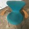 Turquoise Upholstered Model 3207 Butterfly Chairs by Arne Jacobsen, 1950s, Set of 4 5