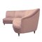 Mid-Century Modern Semi-Curved Pastel Pink Cotton Velvet Sofa, 1940s, Image 5
