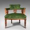 Antique English Velvet & Mahogany Tub Chair, 1910s, Image 1