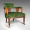 Antique English Velvet & Mahogany Tub Chair, 1910s, Image 2