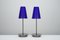 Postmodern Table Lamps in Glass and Metal, 1980s, Set of 2 1