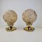 Vintage Glass and Brass Bedside Table Lamps, 1960s, Set of 2 1